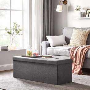 Bnk med kiste - siddebnk med opbevaring 110 x 38 x 38 - mrkegr