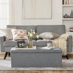 Bnk med kiste - siddebnk med opbevaring 110 x 38 x 38 - lysegr