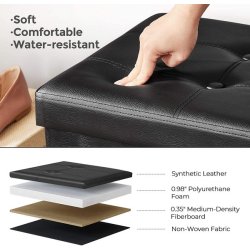 Entrebnk - skammel med kiste 110 x 38 x 38 - sort kunstlder