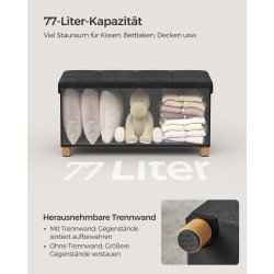 Bnk med kiste - siddebnk med opbevaring 38 x 76 x 40 - sort