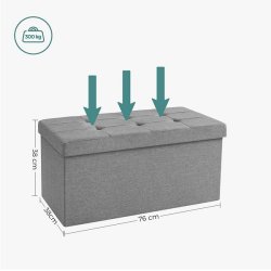 Bnk med kiste - siddebnk med opbevaring 76 x 38 x 38 - lysegr