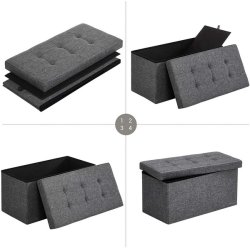 Bnk med kiste - siddebnk med opbevaring 76 x 38 x 38 - mrkegr