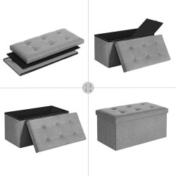 Bnk med kiste - siddebnk med opbevaring 76 x 38 x 38 - lysegr