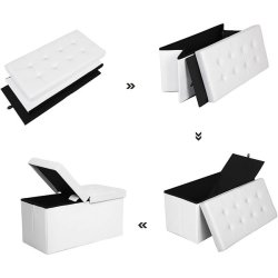 Entrebnk - siddebnk med kiste 76 x 38 x 38 - hvid kunstlder