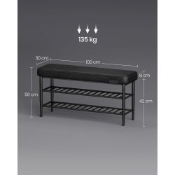 Skob�nk - siddeb�nk med skohylder - sort 30 x 100 x 50
