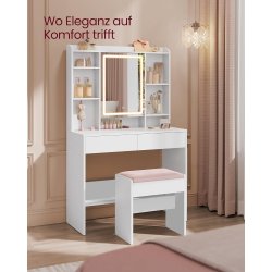 Skammel til sminkebord - b�nk til kosmetikbord - hvid