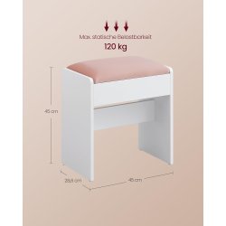 Skammel til sminkebord - b�nk til kosmetikbord - hvid