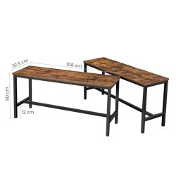 Bnke i industrielt design - 2 bnke - rustik brun 108x32,5x50