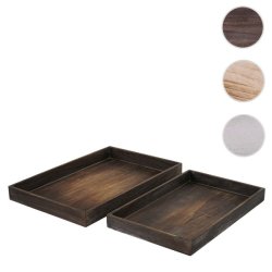 Bakker i tr - st med 2 trbakker - serveringsbakker i antik rustik brun