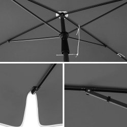 Altanparasol - rektangulr 2x1,25 M balkon parasol - gr