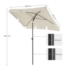 Altanparasol 180 x 125 cm - firkantet 1,8x1,25 M parasol - beige
