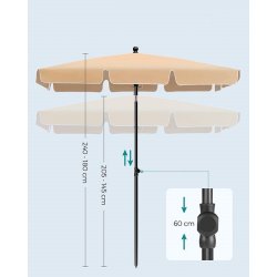 Altanparasol 180 x 125 cm - firkantet 1,8x1,25 M parasol - taupe