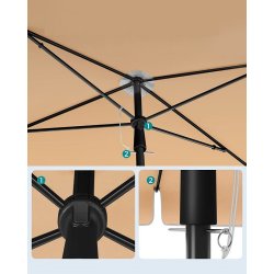 Altanparasol 180 x 125 cm - firkantet 1,8x1,25 M parasol - taupe