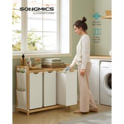 Vasketjskurve med 3 rum - 3 vasketjsposer - creme hvid