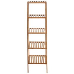 Skoreol og gulvreol med 5 bambus hylder - bambus reol 140x34x33 cm