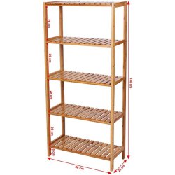 Badevrelsesreol med 5 hylder - bambus reol - 130 x 60 x 26