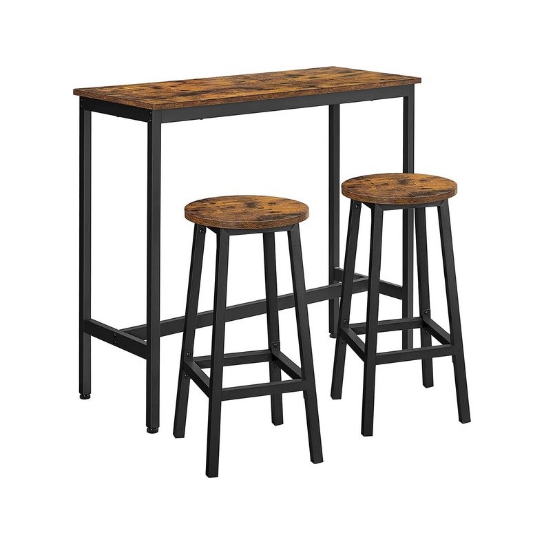 Barbord med 2 skamler - hjbord med 2 barstole - rustik brun