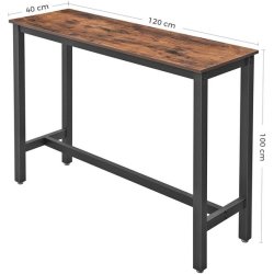 Barbord - hjbord i industrielt design - rustik brun 120x40x100