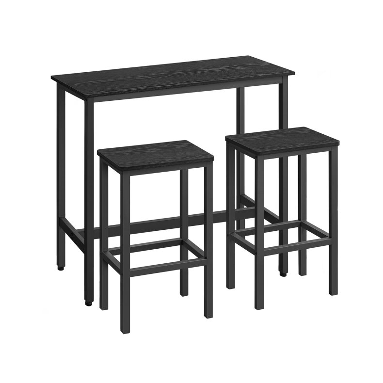 Barbord med 2 skamler - h�jbord med 2 barstole - sort