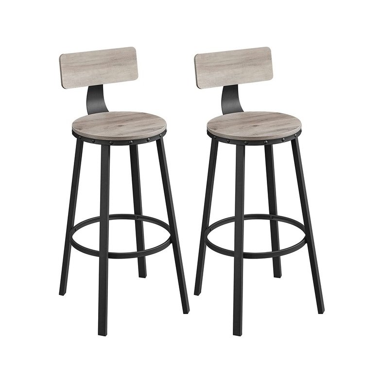 Barstol i industrielt design - st med 2 barstole - gr beige