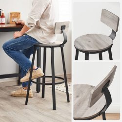 Barstol i industrielt design - st med 2 barstole - gr beige