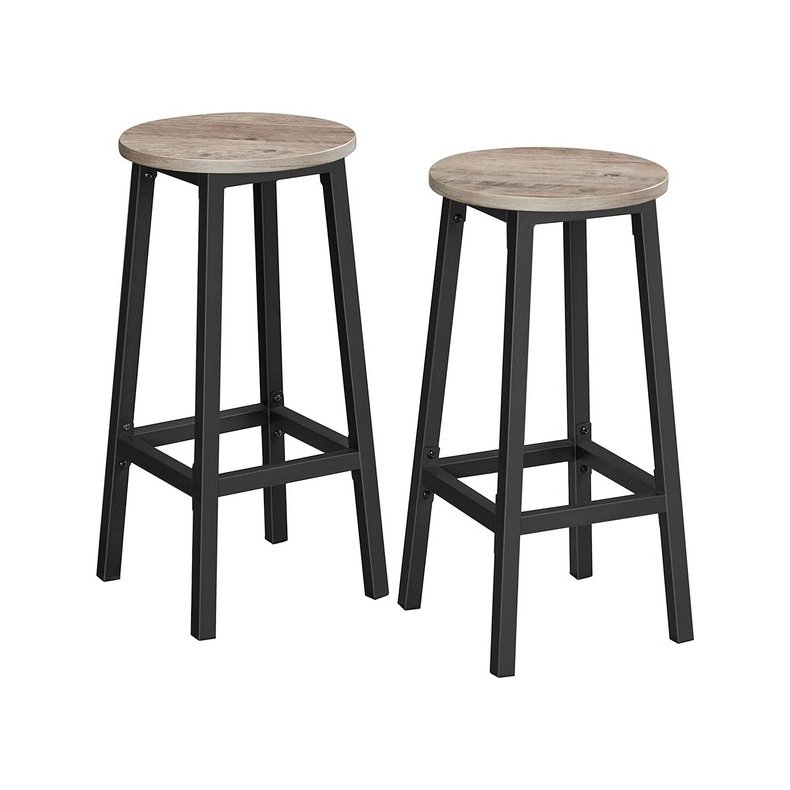 Barstol i industrielt design - st med 2 barstole - gr beige