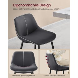 Barstole med ergonomisk l�ders�de og rygl�n - 2 stk - sort