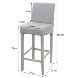 Barstole - 2 stk med mat sort lder, mrke trben, fodsttte og hj ryg
