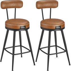 Barstol med kunstlder - st med 2 - sdehjde 65 cm - brun