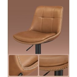 Barstole s�t af 2 - h�je stole med rygl�n og fodst�tte - brun