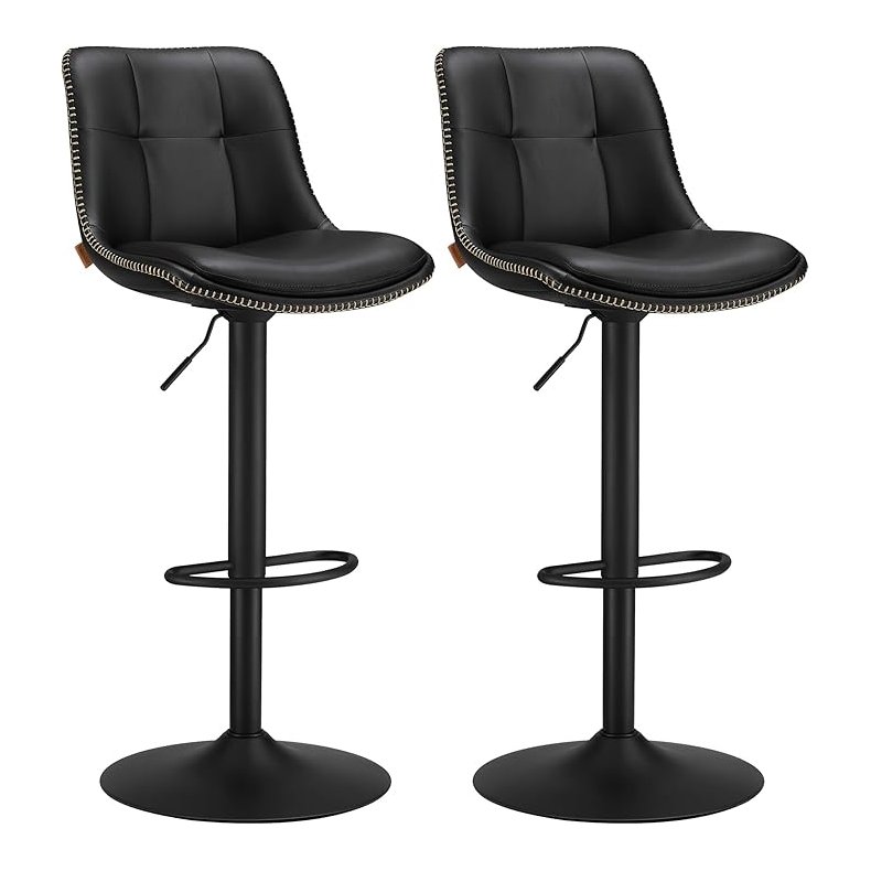 Barstole st af 2 - hje stole med rygln og fodsttte - sort