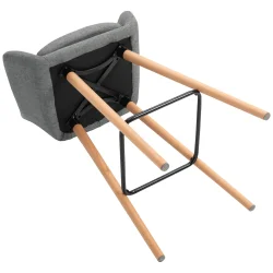 Barstol - 2 barstole med trben, lysegr stof, armln og rygln