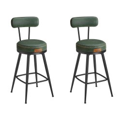 Barstol med kunstlder - st med 2 - sdehjde 65 cm - grn