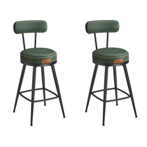 Barstol med kunstlder - st med 2 - sdehjde 65 cm - grn