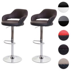 2 stk barstole med pumpe, gaspatron og rygln - brun/sort lder