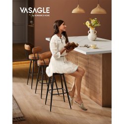 Barstol med kunstlder - st med 2 - sdehjde 76 cm - brun