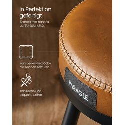 Barstol med kunstlder - st med 2 - sdehjde 76 cm - brun