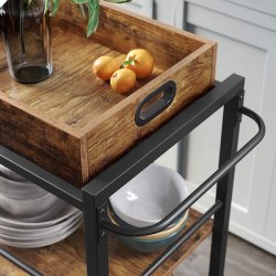 Serveringsvogn med aftagelig bakke - barvogn - rustik brun