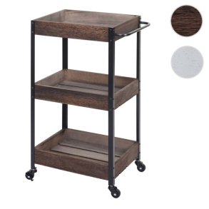 Serveringsvogn p hjul - barvogn og rullebord med hndtag - brun