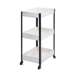 Serveringsvogn p hjul - barvogn og rullebord med hndtag - hvid