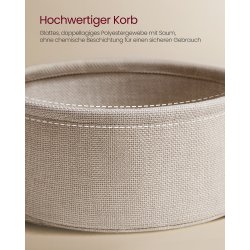 Sofabord - rundt stuebord med stofkurv - hvid - 75 x H45 cm