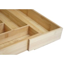 Bestikindsats i bambus - justerbar udvidelig skuffeindsats - 35-58x45 cm