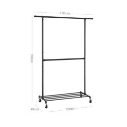 Tjstativ med tjstnger - garderobestativ p hjul til 110 kg