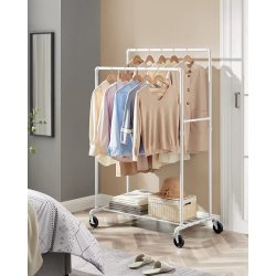 Tjstativ i vandrr look med hjul, hylde og dobbelt tjstang