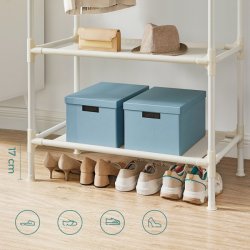 Garderobestativ - tjstativ med hylde og dobbelt tjstang - hvid