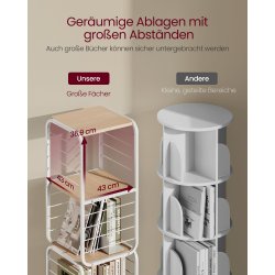 Reol - 360 roterbar bogreol - hvid gulvreol - 43 x 43 x 158