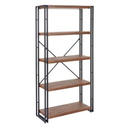 Bogreol - reol med 5 hylder 165 x 80 x 30 med 3D mrk egetr struktur