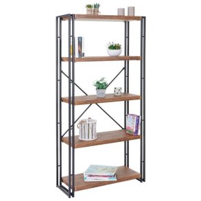 Bogreol - reol med 5 hylder 165 x 80 x 30 med 3D mrk egetr struktur