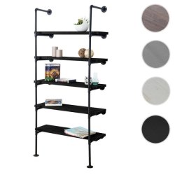 Vghngt reol i industrielt design - bogreol - mrkegr gulvreol 165x80x28