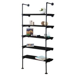 Vghngt reol i industrielt design - bogreol - mrkegr gulvreol 165x80x28